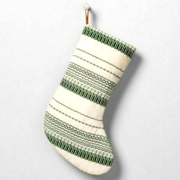 NWT Hearth and Hand by Magnolia Christmas stocking cream and green - Picture 1 of 3